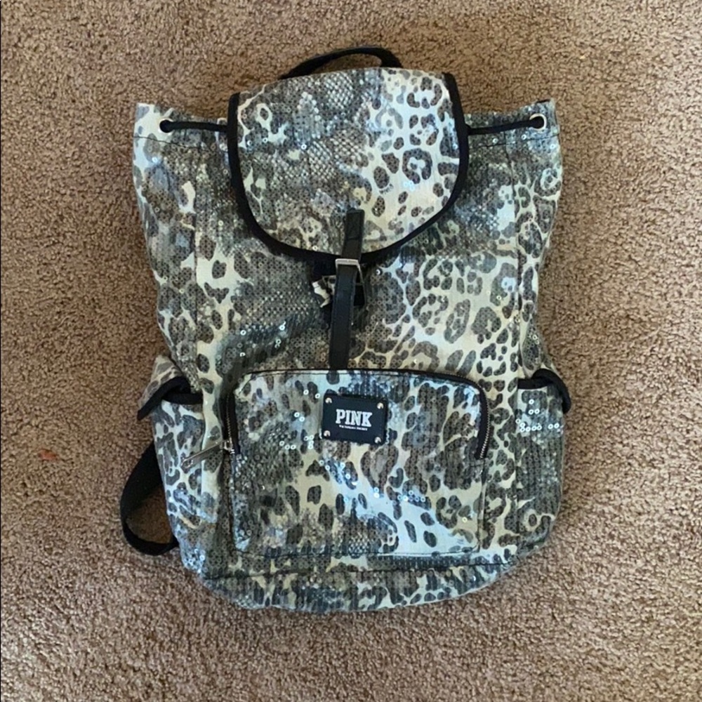 Pink Leopard Sequin Backpack